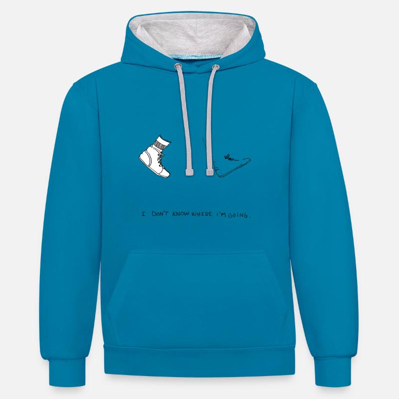 le ciel sans but - Sweat à capuche contrasté - bleu paon/gris chiné
