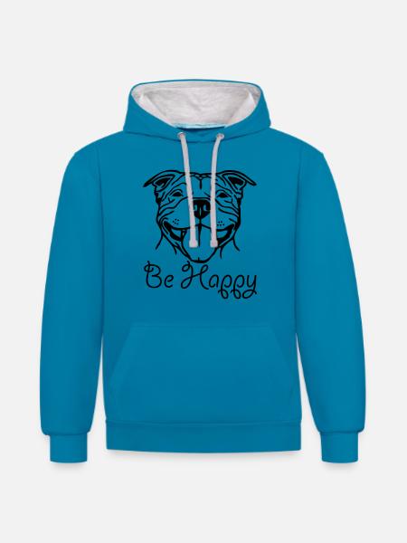 sbtsmile3 - Sweat à capuche contrasté - bleu paon/gris chiné