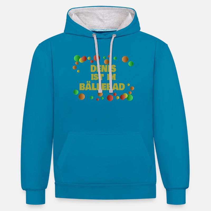 De als Baelle - Sweat à capuche contrasté - bleu paon/gris chiné