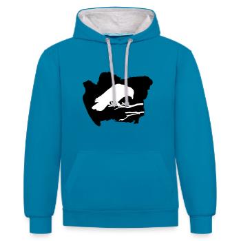 Raven halloween raven - Contrast hoodie - peacock blue/heather grey - Front - Liana (172cm) & Jaron (178cm)