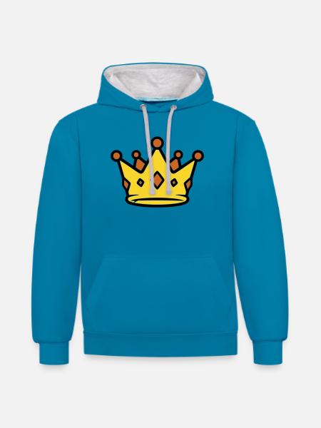 Golden King Crown Jewels Vector - Contrast hoodie - peacock blue/heather grey