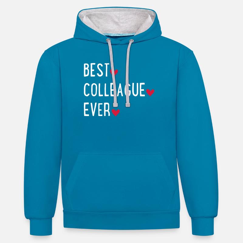 Meilleur collègue du monde - Sweat à capuche contrasté - bleu paon/gris chiné