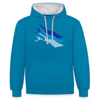 Triple Bodensee - Kontrast-Hoodie - Pfauenblau/Grau meliert - Vorne - Liana (172cm) & Jaron (178cm)