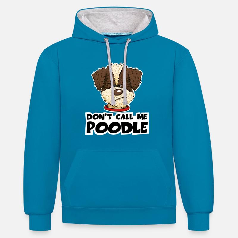 Poodle1 1 - Sweat à capuche contrasté - bleu paon/gris chiné