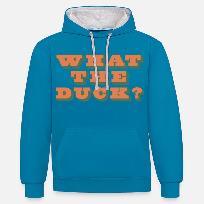Qu’est-ce que c’est que le canard ?! - Sweat à capuche contrasté - bleu paon/gris chiné