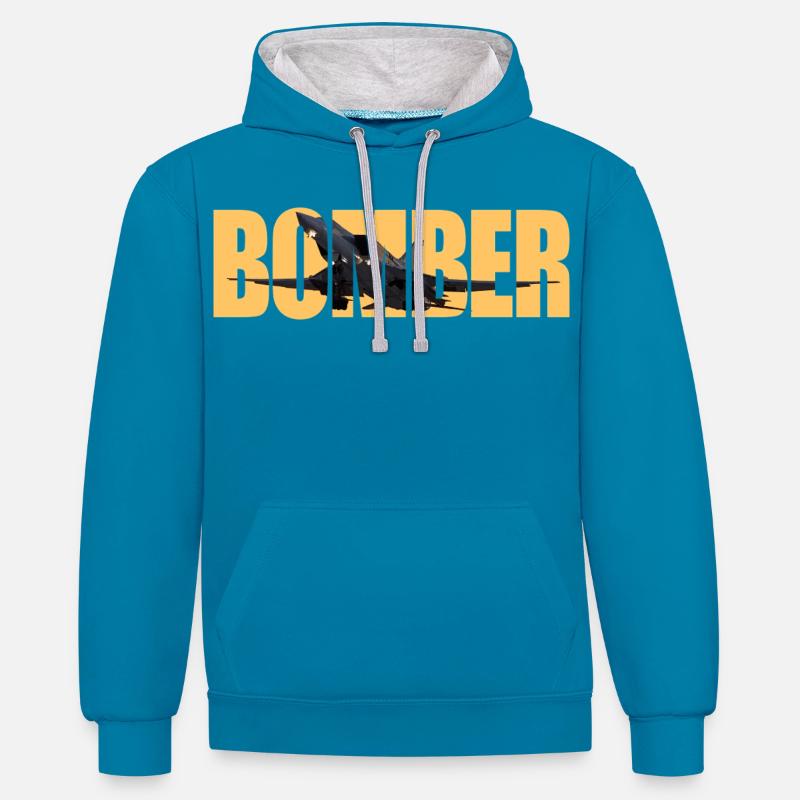 Bomber Tu-22 M3 - Kontrast-Hoodie - Pfauenblau/Grau meliert