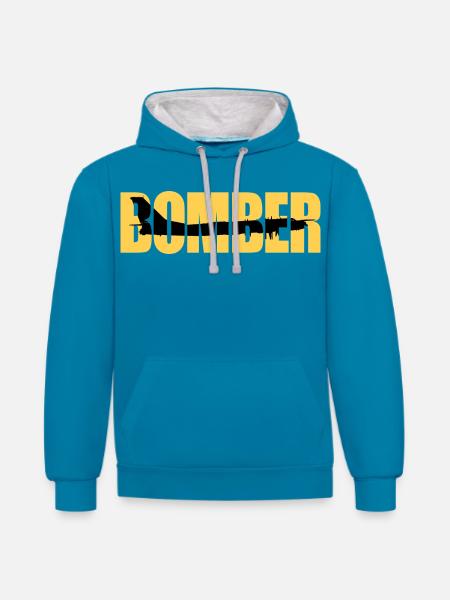 Bomber Tu-95 - Contrast hoodie - peacock blue/heather grey