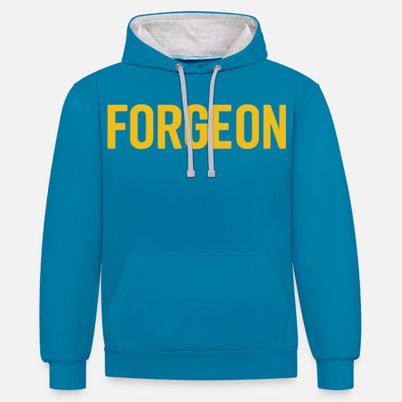 ForgeOn – Restez implacable - Sweat à capuche contrasté - bleu paon/gris chiné