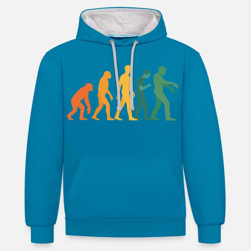 Evolution Silhouette Dégradé - Sweat à capuche contrasté - bleu paon/gris chiné