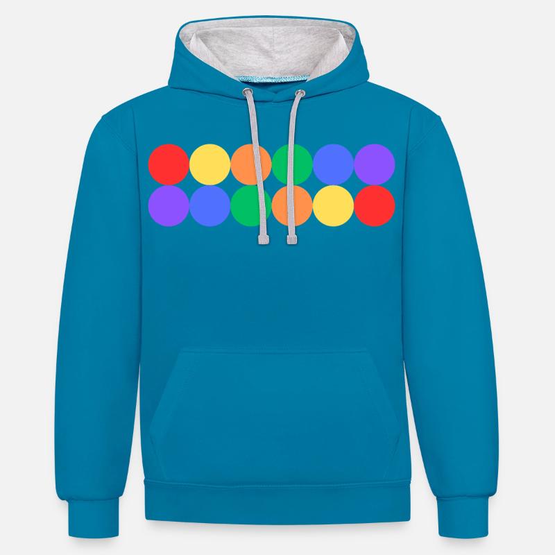 Fierté arc-en-ciel - Sweat à capuche contrasté - bleu paon/gris chiné