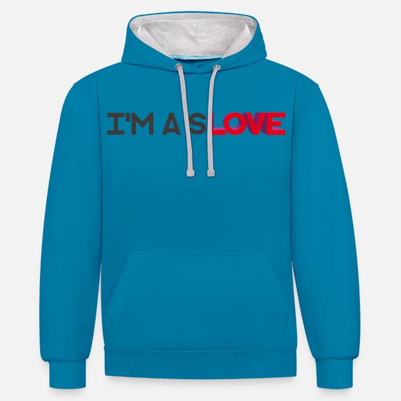 I'M A SLOVE - let's talk - Sweat à capuche contrasté - bleu paon/gris chiné
