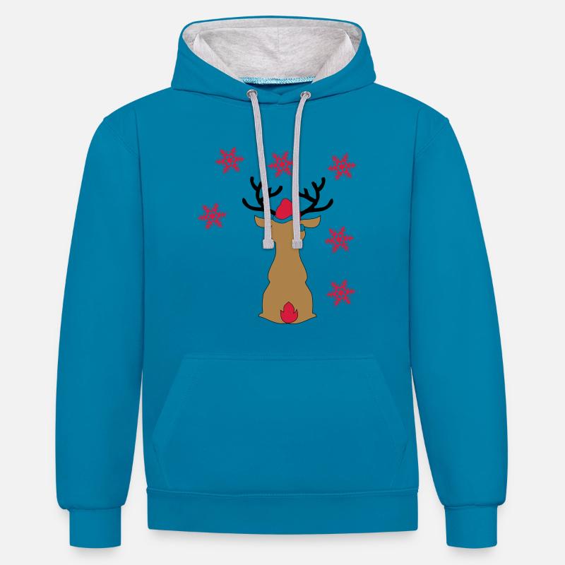 élan - Sweat à capuche contrasté - bleu paon/gris chiné
