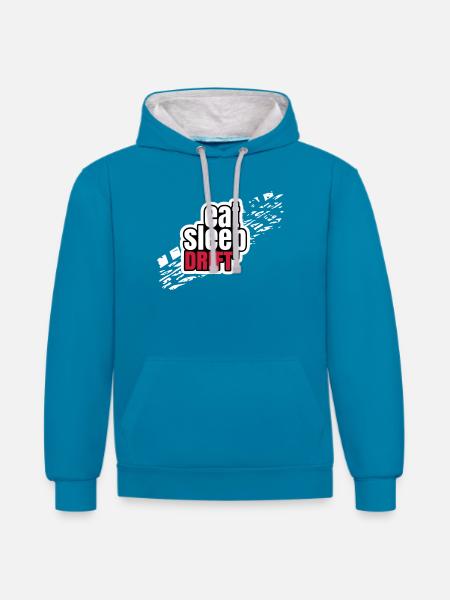 Eat Sleep Drift - Contrast hoodie - peacock blue/heather grey
