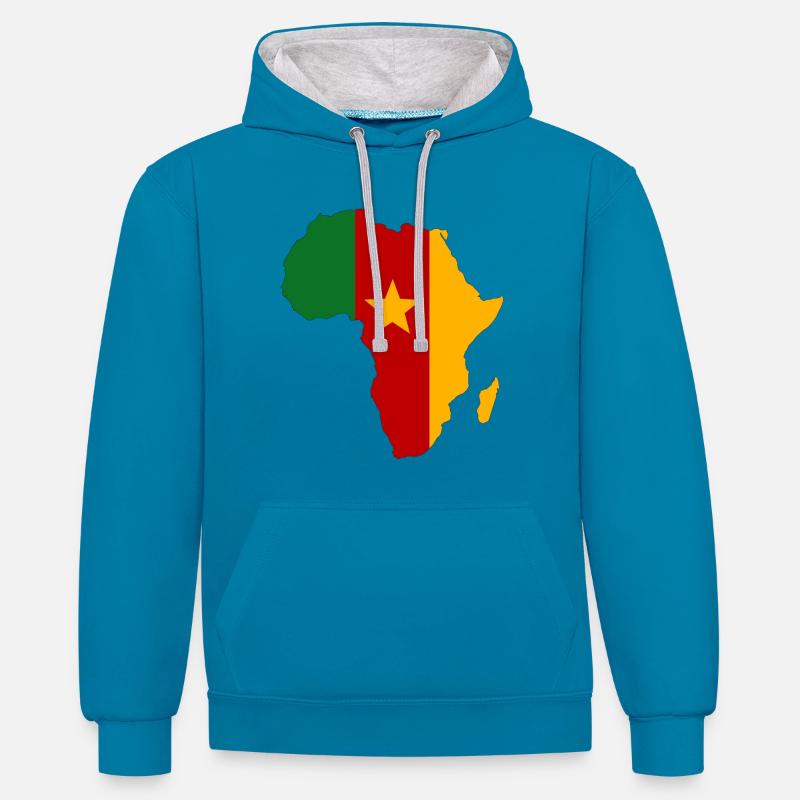 Drapeau du Sénégal Afrique - Sweat à capuche contrasté - bleu paon/gris chiné