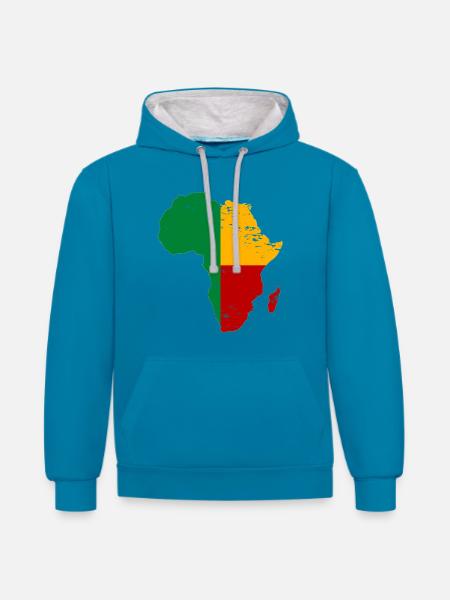 Drapeau du Bénin Afrique utilisé - Sweat à capuche contrasté - bleu paon/gris chiné