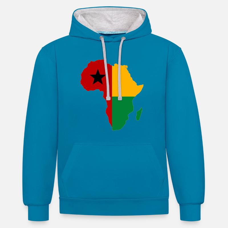 Guinée Bissau_Flagge_Afrika_used - Sweat à capuche contrasté - bleu paon/gris chiné