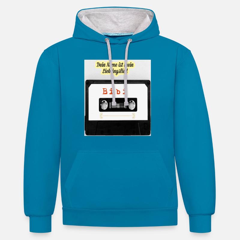 Bibi - Kontrast-Hoodie - Pfauenblau/Grau meliert