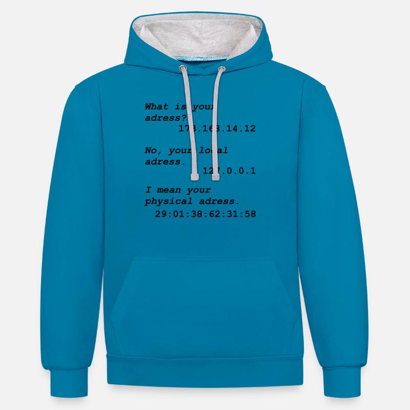 Programmation Informaticien Informaticien - Sweat à capuche contrasté - bleu paon/gris chiné