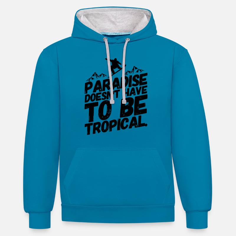 Snowboard Snowboard Snowboarder Paradise - Sweat à capuche contrasté - bleu paon/gris chiné