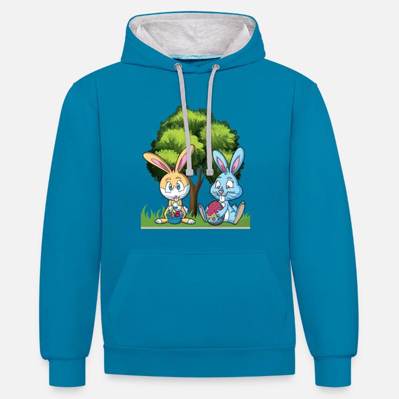 Easter easter easter Easter - Contrast hoodie - peacock blue/heather grey