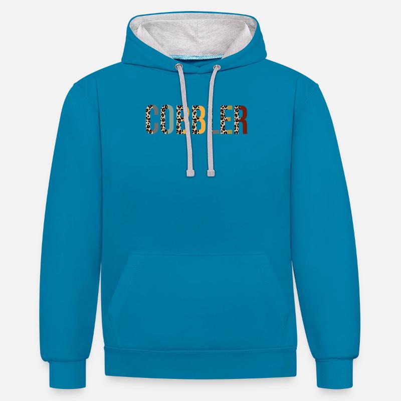Cordonnier - Sweat à capuche contrasté - bleu paon/gris chiné