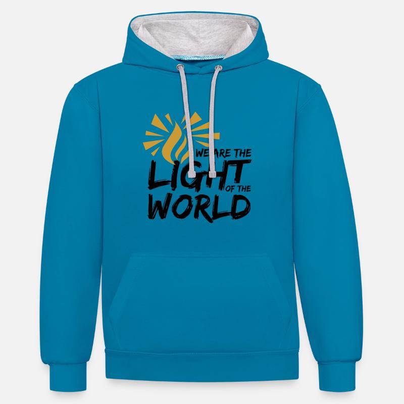 Lumière du monde N - Sweat à capuche contrasté - bleu paon/gris chiné