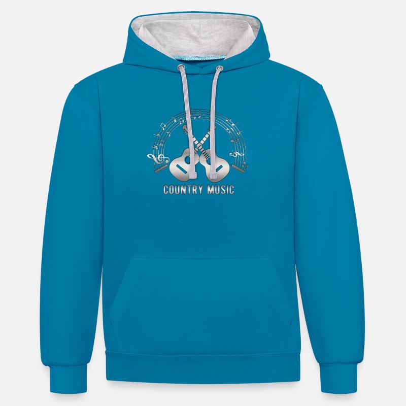 MyCMSilvGrain - Sweat à capuche contrasté - bleu paon/gris chiné