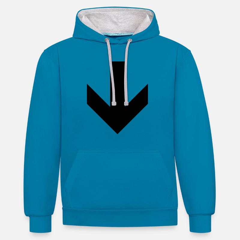 Cette flèche Way Down - Sweat à capuche contrasté - bleu paon/gris chiné