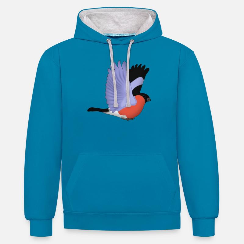 Dompfaff vole - Sweat à capuche contrasté - bleu paon/gris chiné