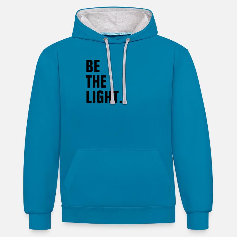 Sei das Licht - Christ - Kontrast-Hoodie - Pfauenblau/Grau meliert