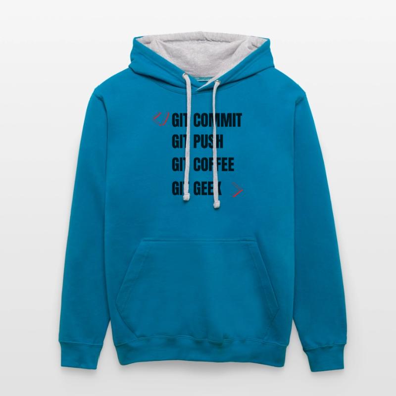 git commit git push git coffee git geek developpeu Contrast hoodie