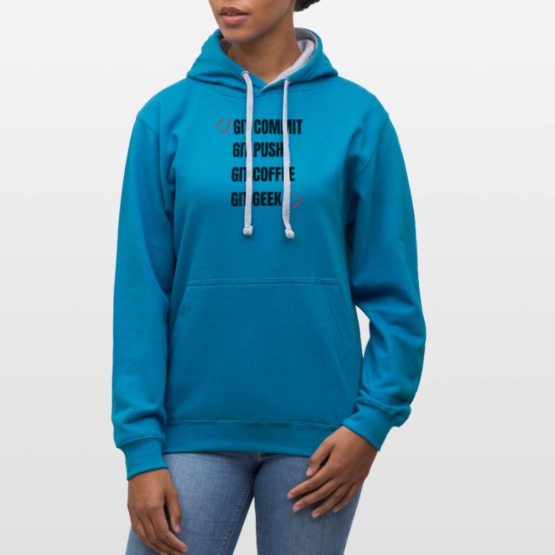 git commit git push git coffee git geek developpeu Contrast hoodie