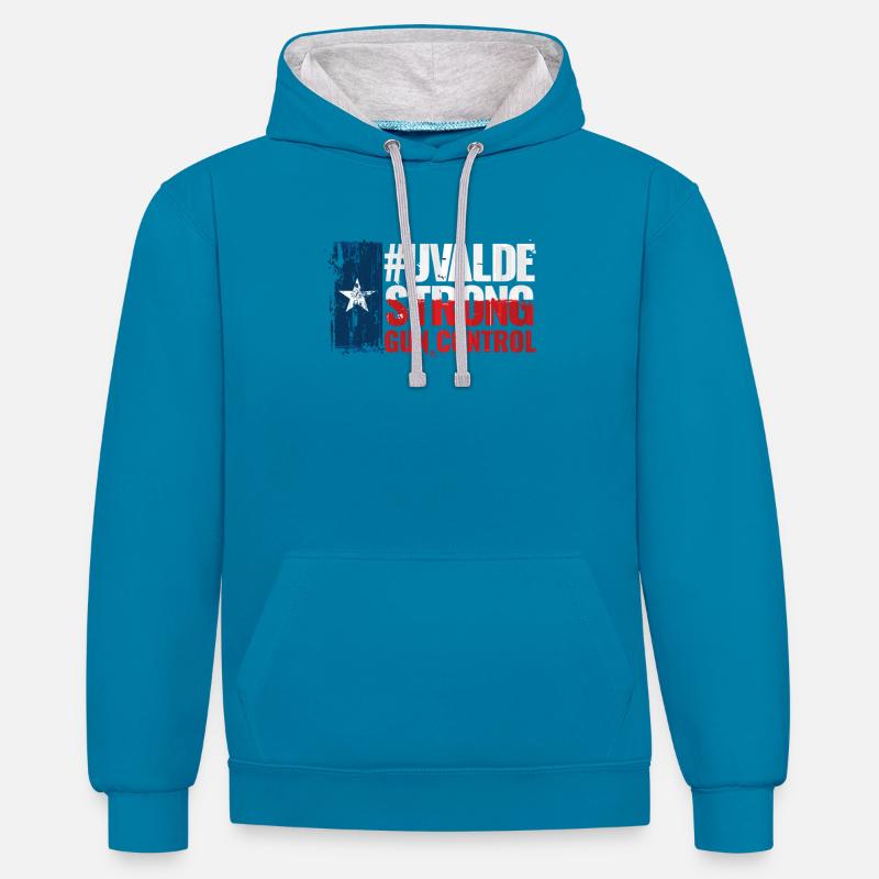 Uvalde Strong Gun Controll - Sweat à capuche contrasté - bleu paon/gris chiné
