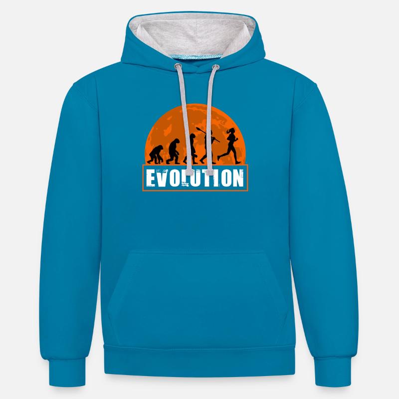 Running Evolution Running Girl Marathon Runner - Sweat à capuche contrasté - bleu paon/gris chiné