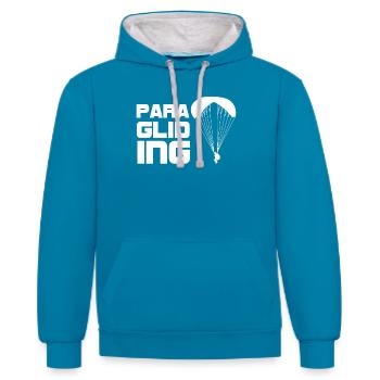 Parapente - parapente - parapente - Sweat à capuche contrasté - bleu paon/gris chiné - Devant - Liana (172cm) & Jaron (178cm)
