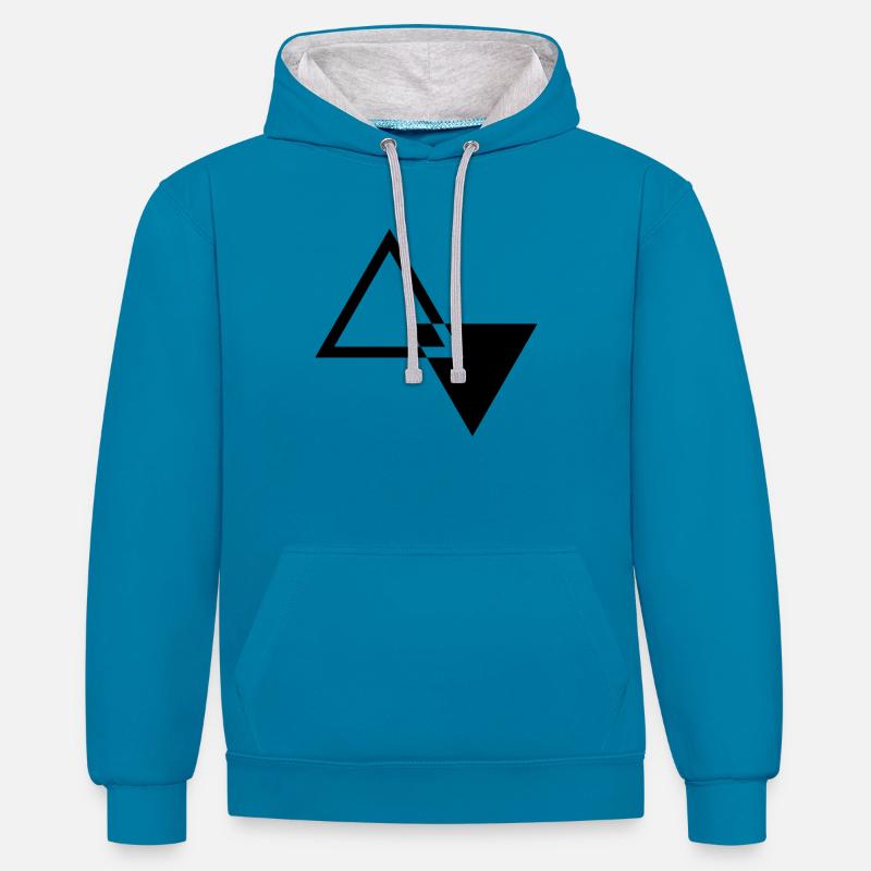 MODERN TRIANGLE SHAPE - Kontrast-Hoodie - Pfauenblau/Grau meliert