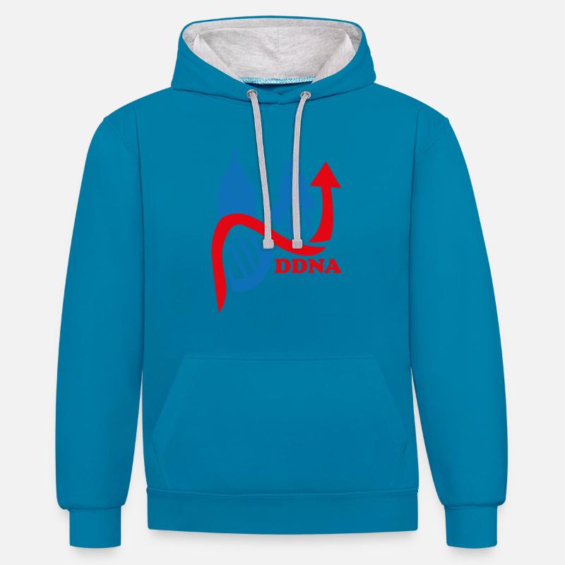 Dresde - Sweat à capuche contrasté - bleu paon/gris chiné