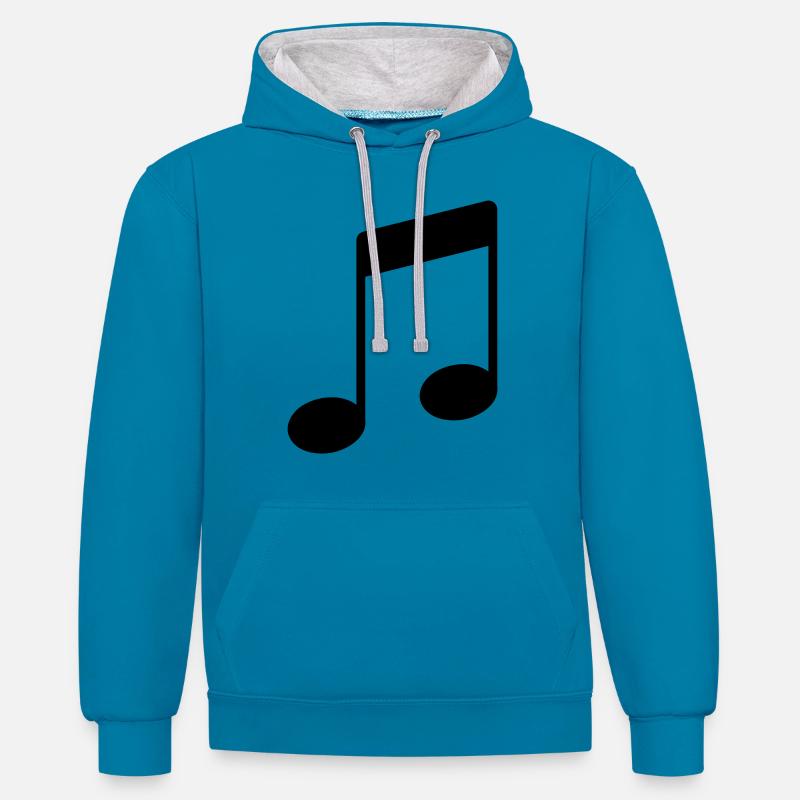 note_icon - Contrast hoodie - peacock blue/heather grey