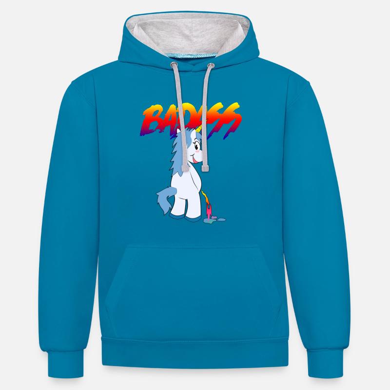 badass2 - Sweat à capuche contrasté - bleu paon/gris chiné