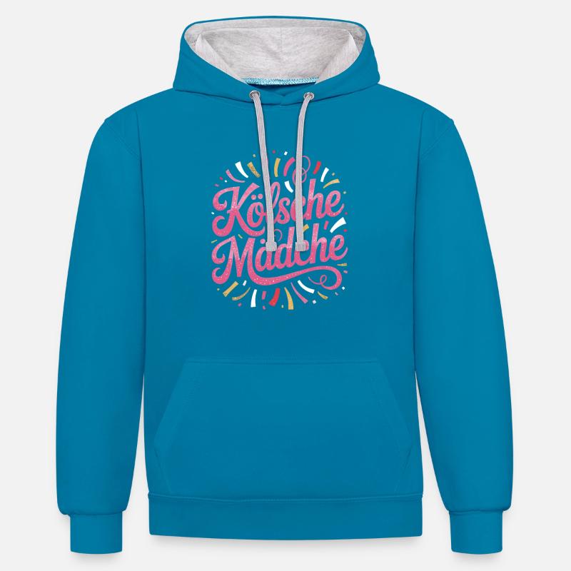 Cologne Filles Carnaval Cologne Filles - Sweat à capuche contrasté - bleu paon/gris chiné