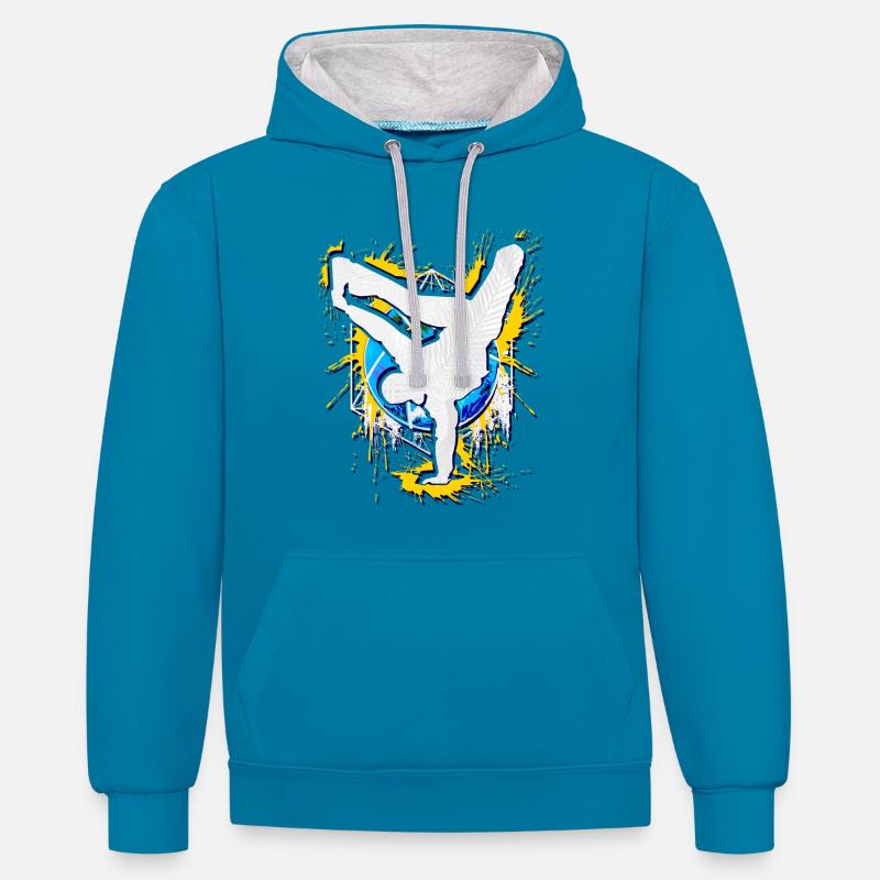 Breakdance - Breakdancer - Breakdancing - BBoy - Contrast hoodie - peacock blue/heather grey