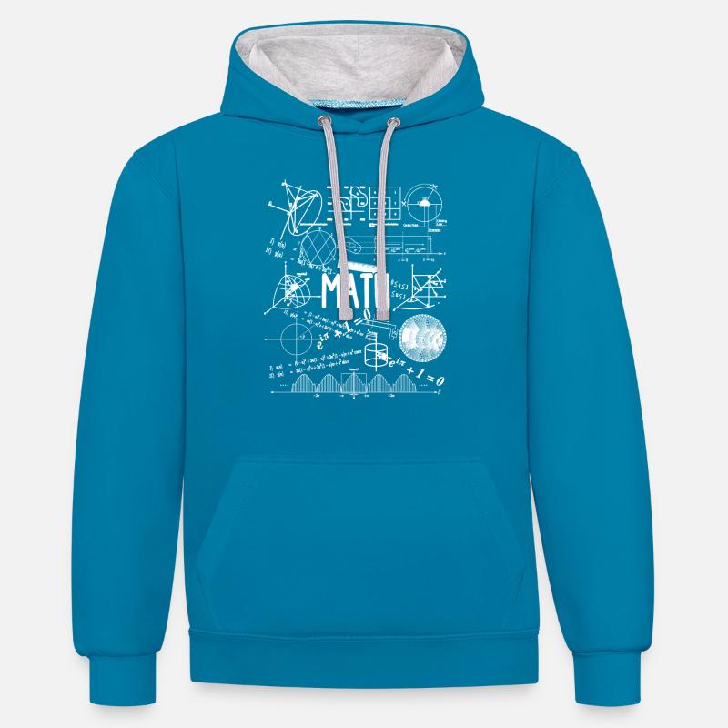 Complex math math - Contrast hoodie - peacock blue/heather grey