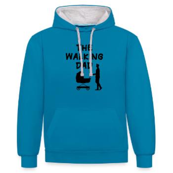 Schenken Sie zukünftigen Vater - Kontrast-Hoodie - Pfauenblau/Grau meliert - Vorne - Liana (172cm) & Jaron (178cm)