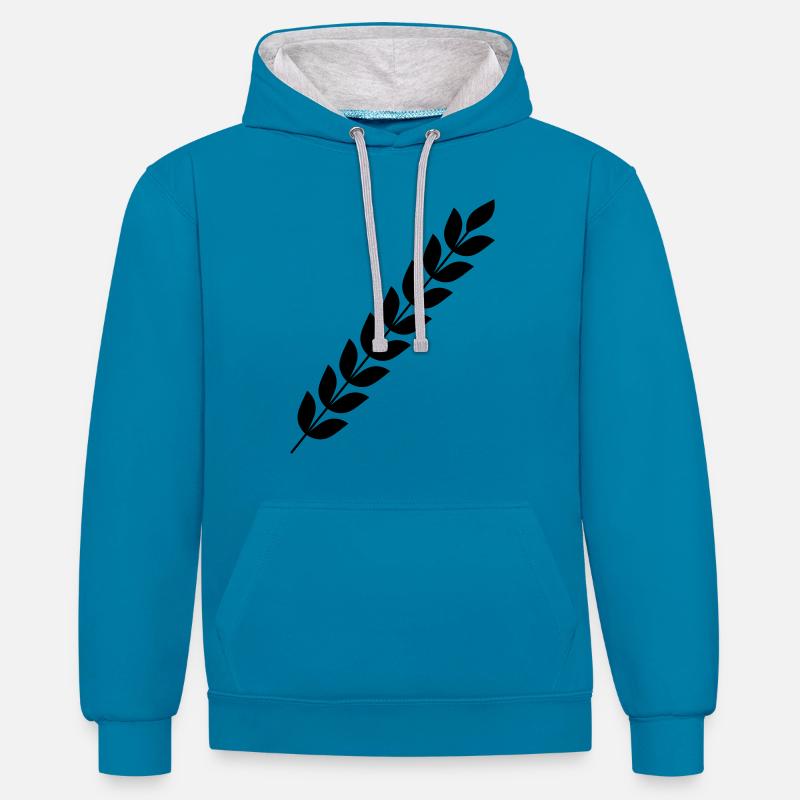 blé - Sweat à capuche contrasté - bleu paon/gris chiné