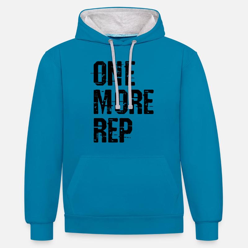 One More Rep Vecteur - Sweat à capuche contrasté - bleu paon/gris chiné