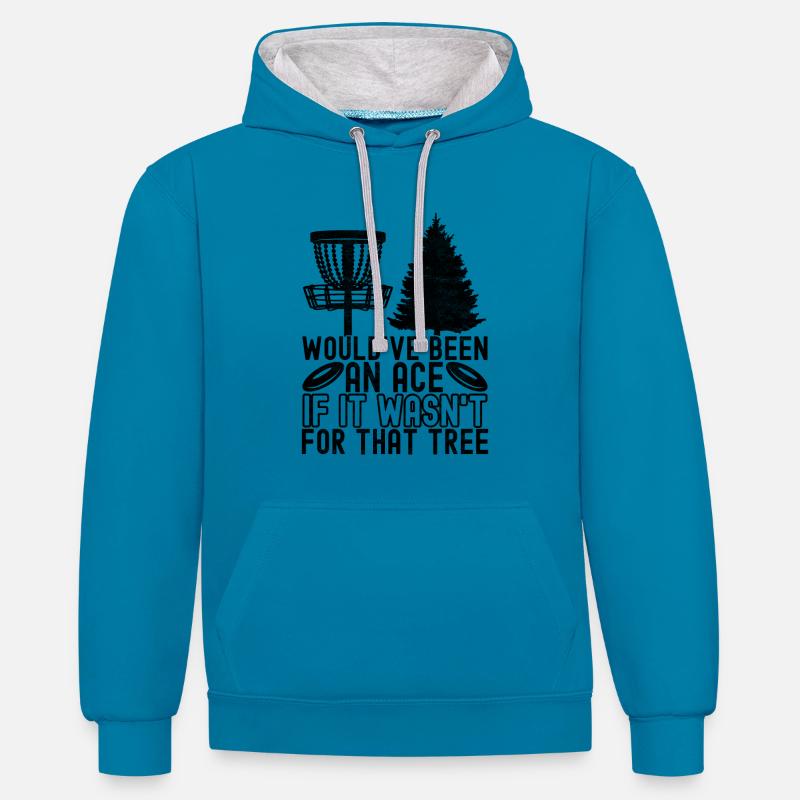 Disc Golf Disc Golfer - Sweat à capuche contrasté - bleu paon/gris chiné