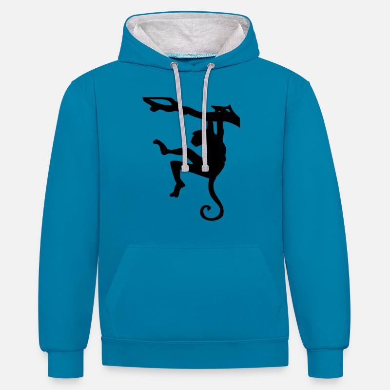 Silhouette Escalade Singe - Sweat à capuche contrasté - bleu paon/gris chiné