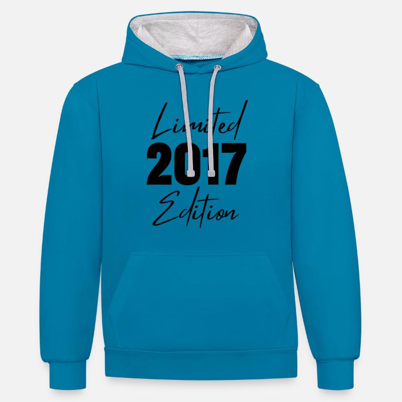 Édition limitée 2017 - Sweat à capuche contrasté - bleu paon/gris chiné