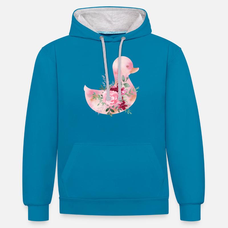 mignon - Sweat à capuche contrasté - bleu paon/gris chiné