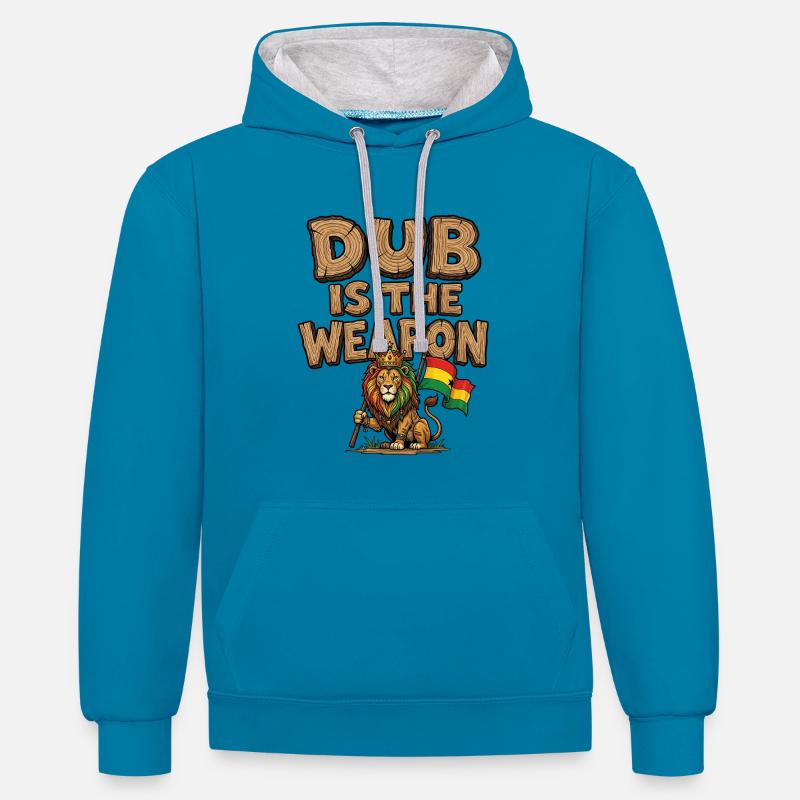 Dub Reggae Weapon - Sweat à capuche contrasté - bleu paon/gris chiné